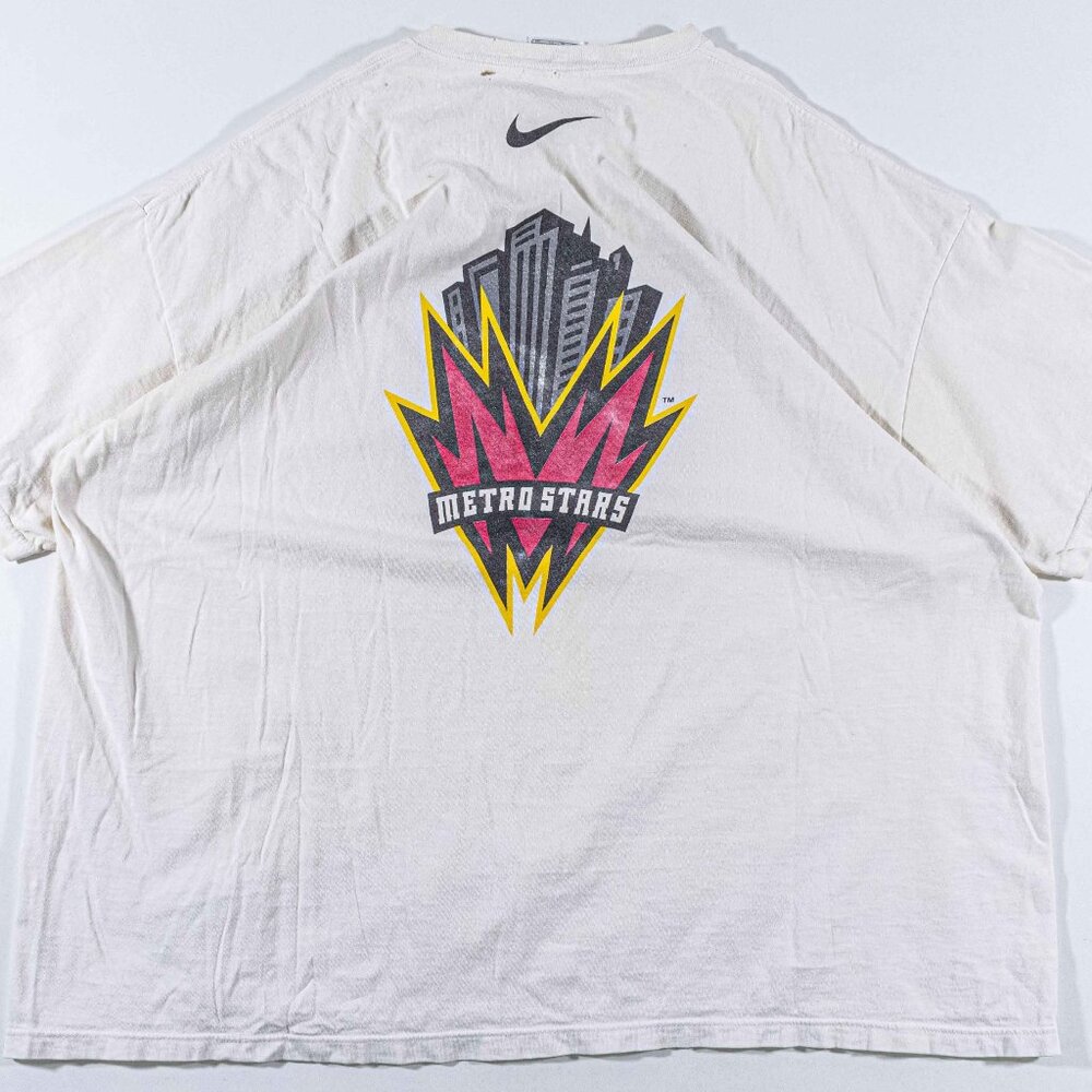 NIKE New York MetroStars Taxi Center Swoosh T-Shirt XXL VTG 90s Distressed